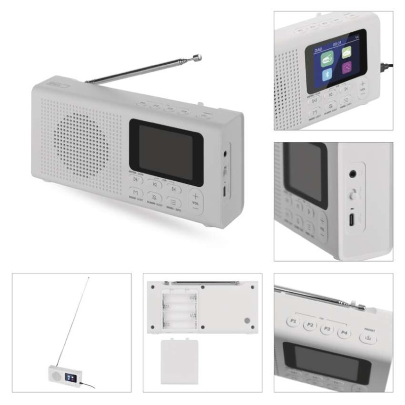 Prenosné rádio s Bluetooth, DAB / DAB+ / FM, biele