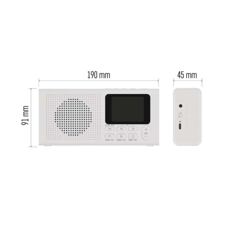 Prenosné rádio s Bluetooth, DAB / DAB+ / FM, biele