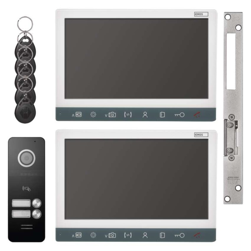 Set videodomofona EM-10AHD za 2 uporabnika z el. ključavnico odpr./zapr.