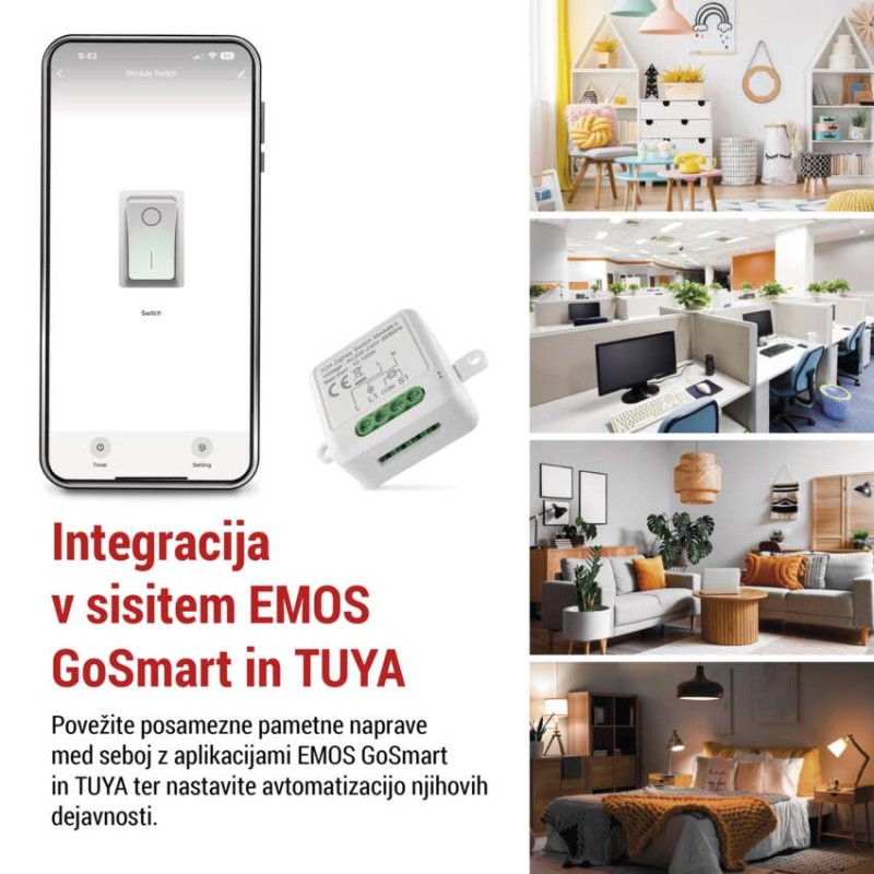 GoSmart stikalni modul IP-2103SZ, ZigBee, 1-kanalni (ne potrebuje žice N)