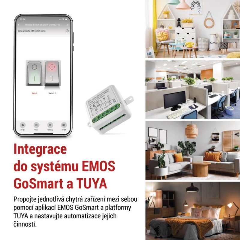 GoSmart modul spínací IP-2104SZ, ZigBee, 2-kanálový (nevyžaduje N vodič)