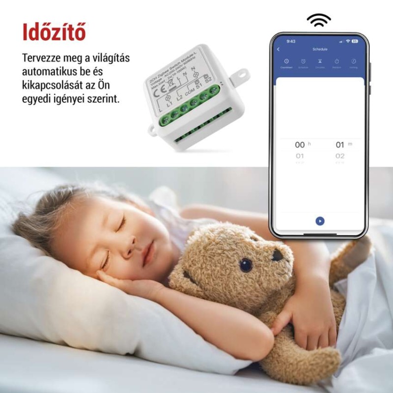 GoSmart kapcsolómodul IP-2104SZ, ZigBee, 2 csatornás (nem igényel N vezetéket)