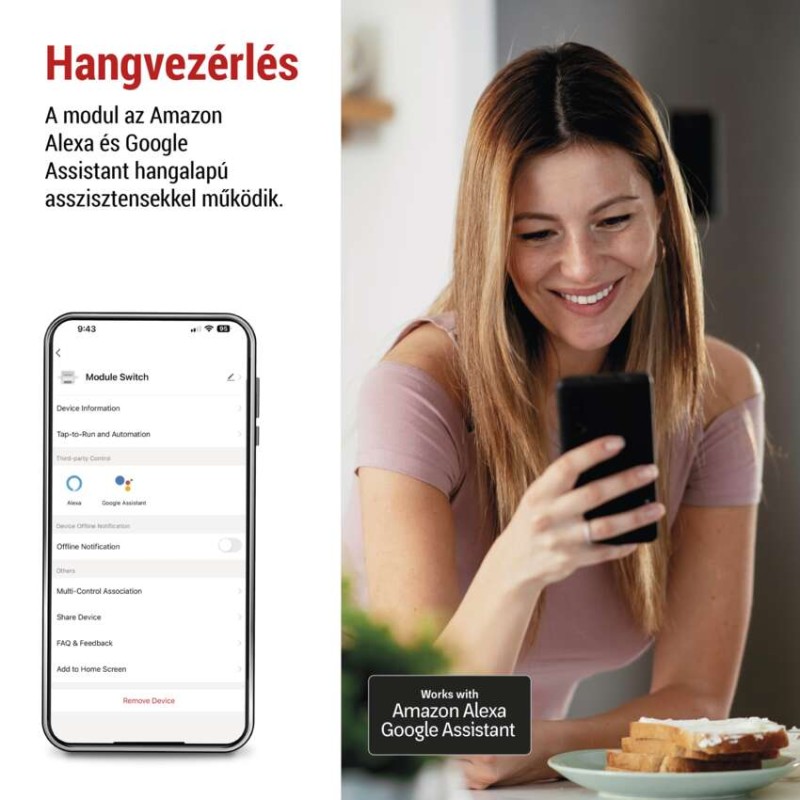 GoSmart kapcsolómodul IP-2104SZ, ZigBee, 2 csatornás (nem igényel N vezetéket)