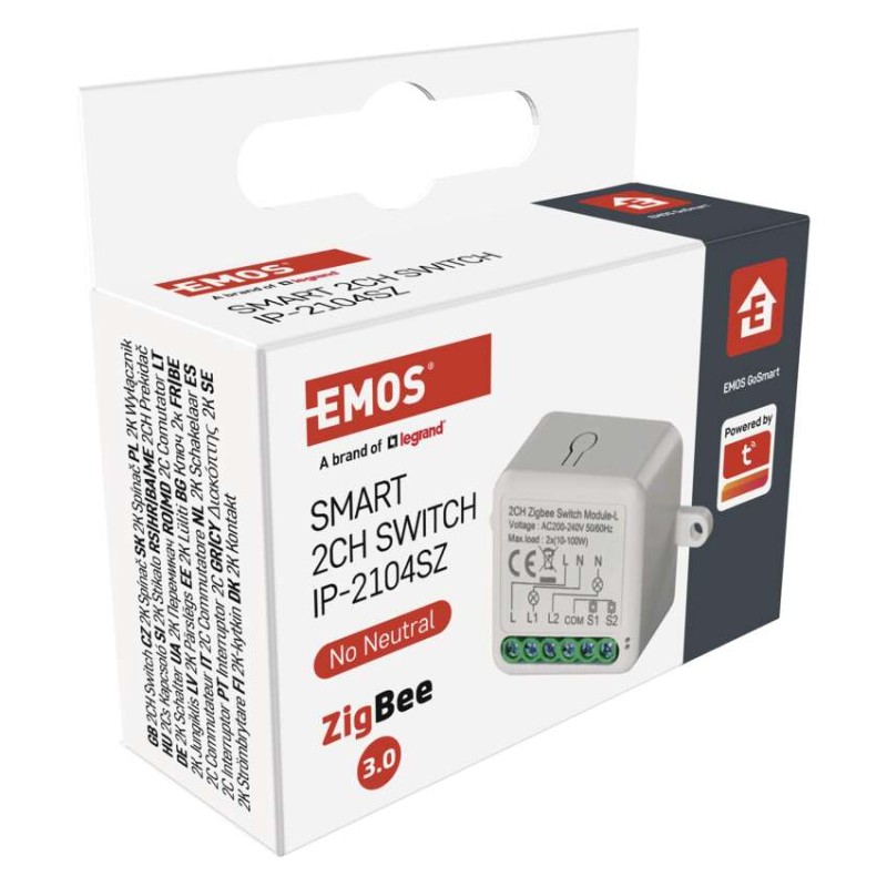 GoSmart Moduł włączeniowy IP-2104SZ, ZigBee, 2-kanałowy, bez przewodu zerowego