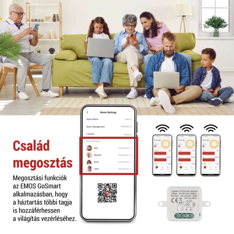 GoSmart fényerőszabályozó modul IP-2111DZ, ZigBee, 1 csatornás