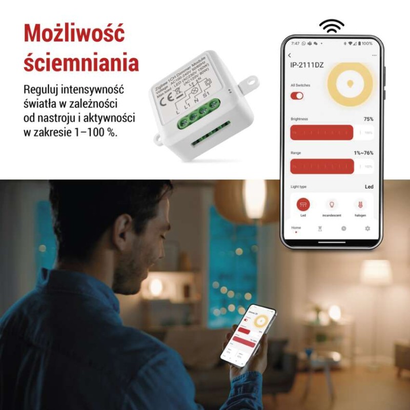 GoSmart Moduł ściemniacza IP-2111DZ, ZigBee, 1-kanałowy