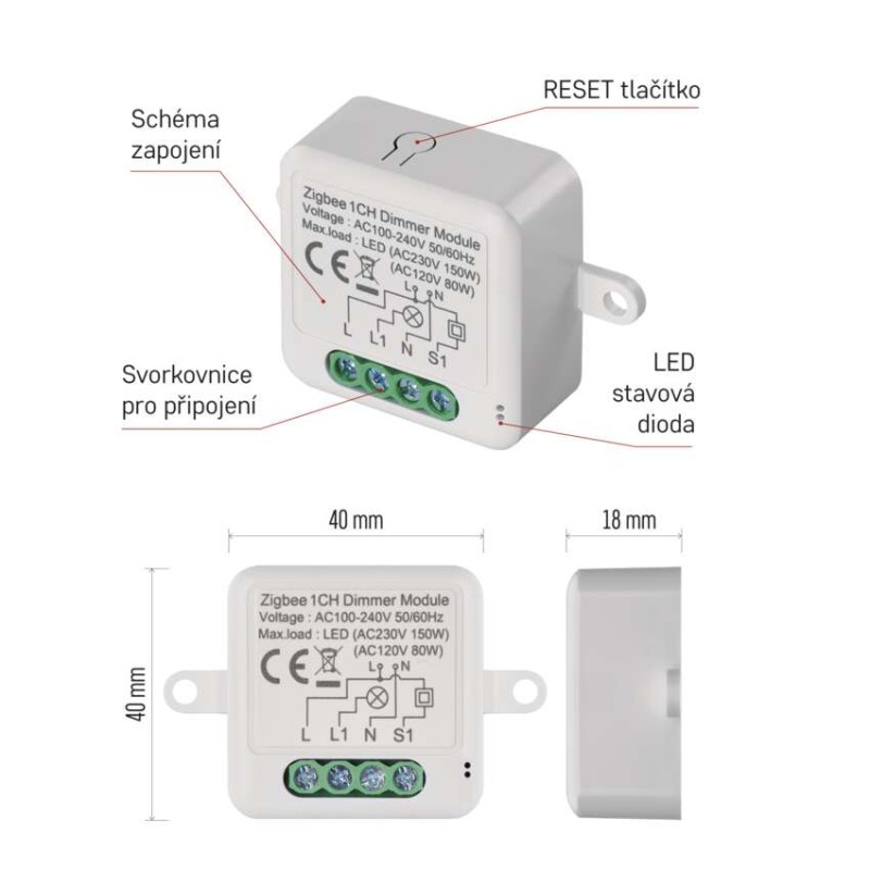 GoSmart modul stmívací IP-2111DZ, ZigBee, 1-kanálový
