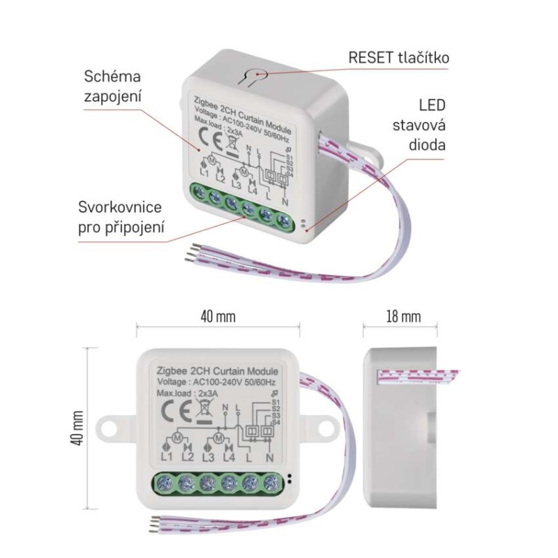GoSmart modul motorický IP-2122CZ, ZigBee, 2-kanálový