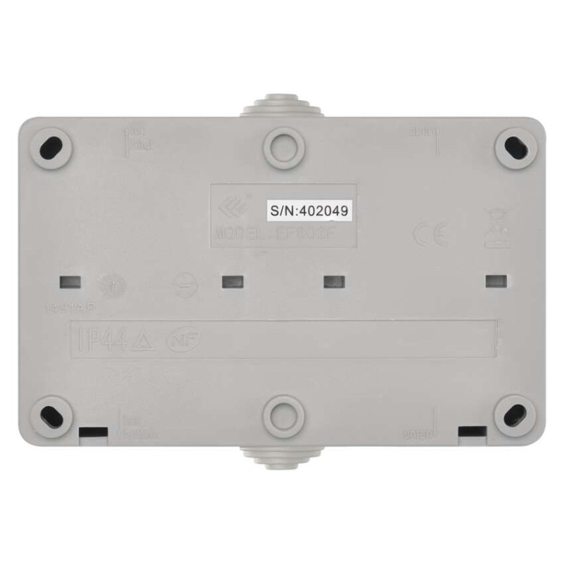 Zásuvka nástěnná dvojitá, šedo-černá, IP44