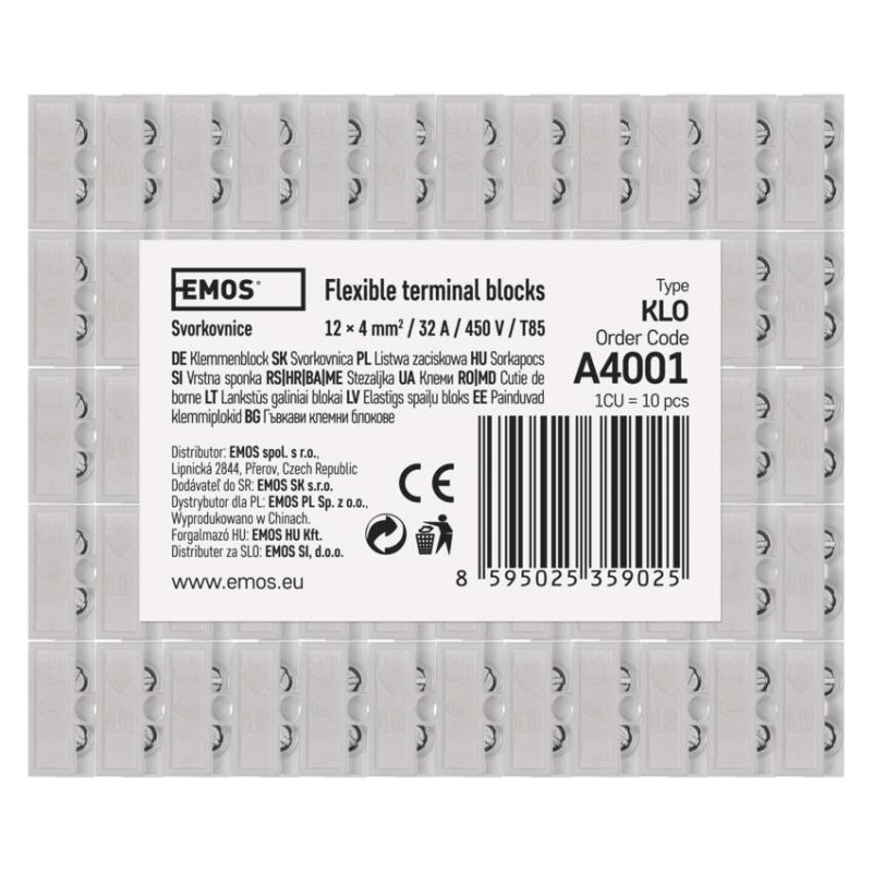 Svorkovnice 12x4,0 mm bílá, 10 ks