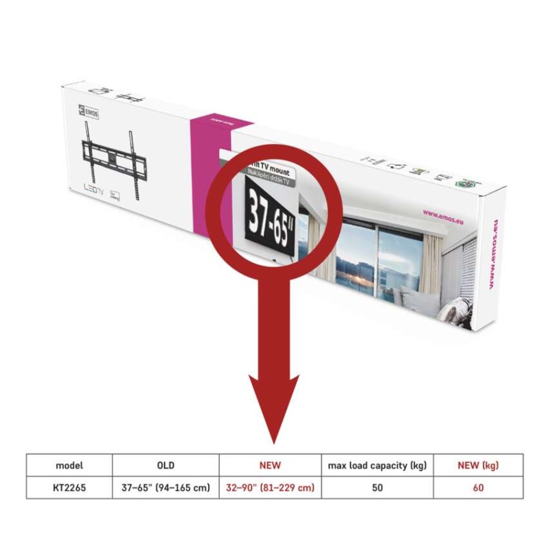 Naklápěcí držák LED TV  32–90" (81–229 cm)