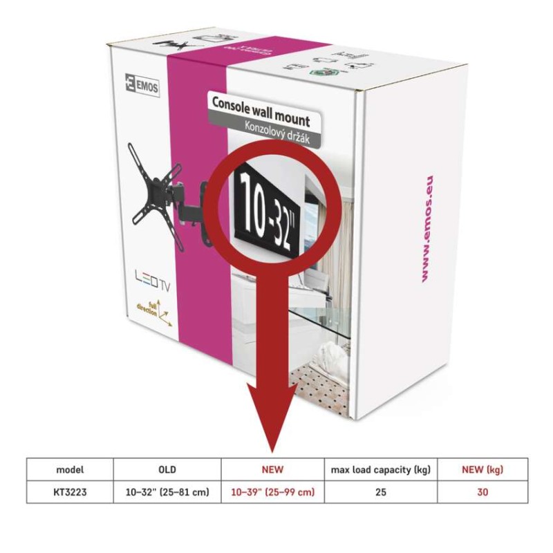EMOS Fali konzol 10–39" (25–99 cm)