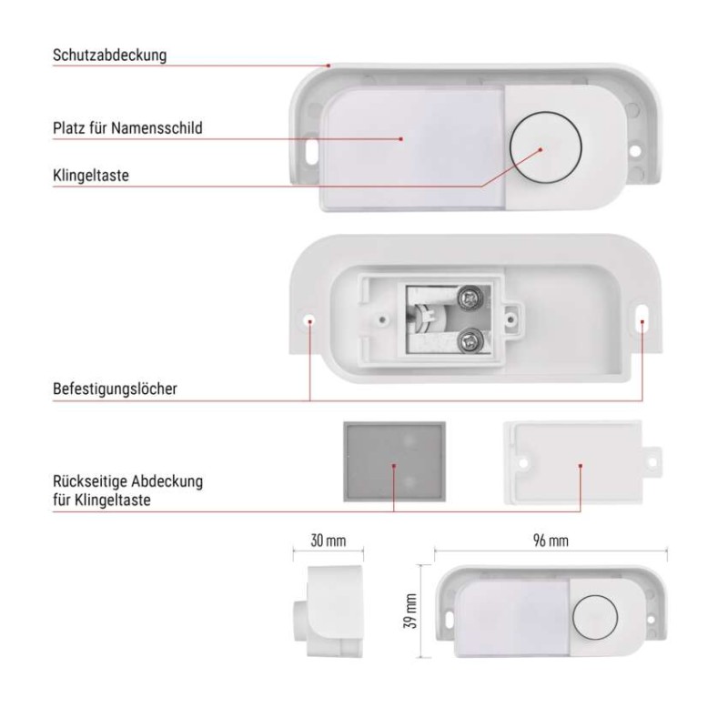Ersatztaste für verdrahtete Türklingeln P57101, P57102