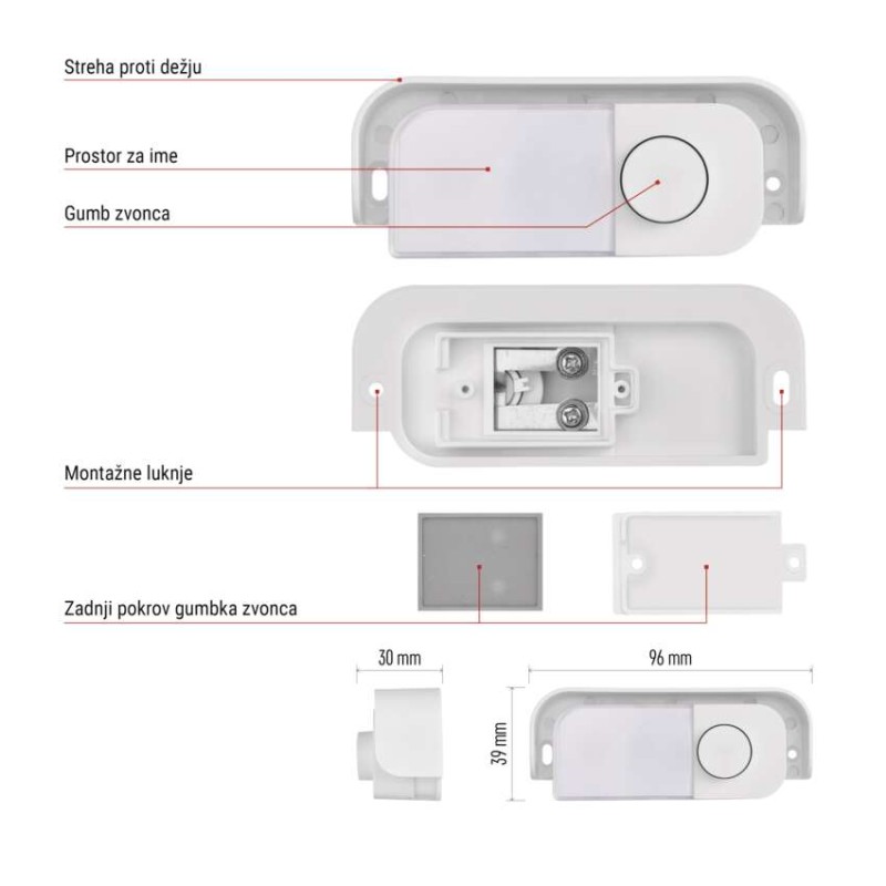 Nadomestni gumb za žične zvonce P57101, P57102