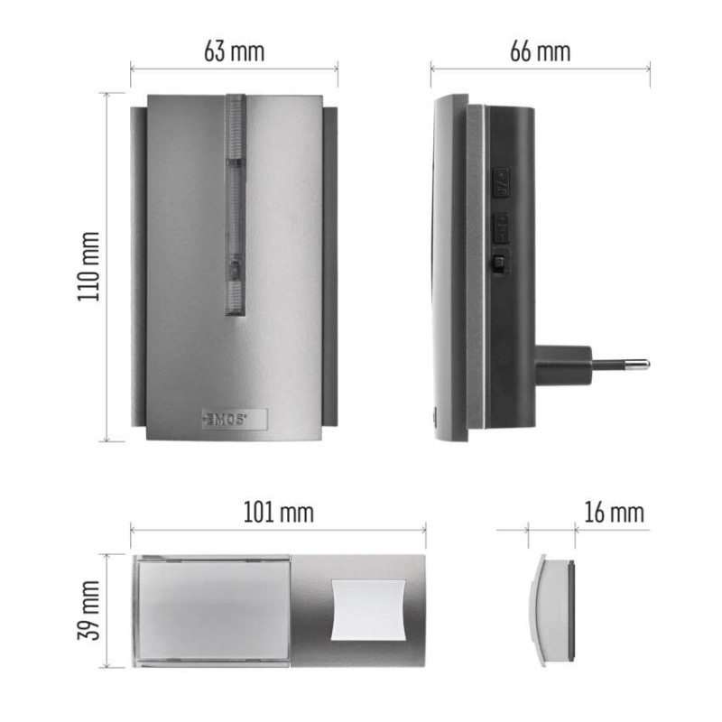Domový bezdrôtový zvonček P5760 do zásuvky, možnosť predĺženia signálu