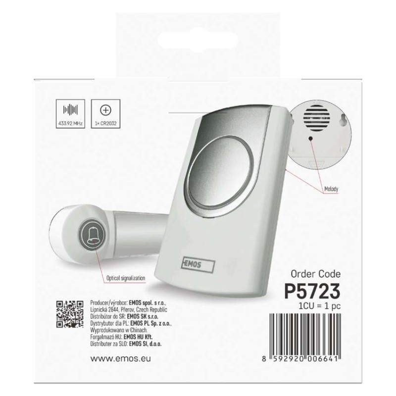 Domovní bezdrátový zvonek P5723 na 3x AA