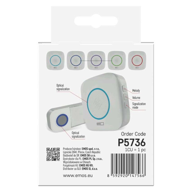 Vezeték nélküli csengő P5736, 3× AA