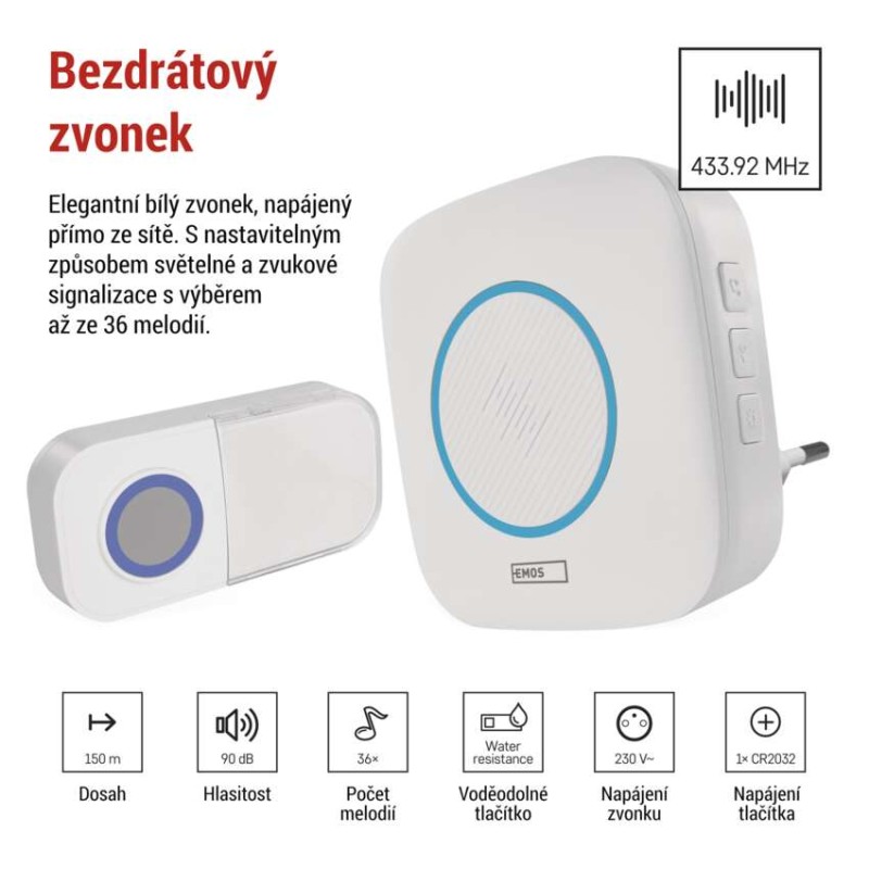 Domovní bezdrátový zvonek P5737 do zásuvky