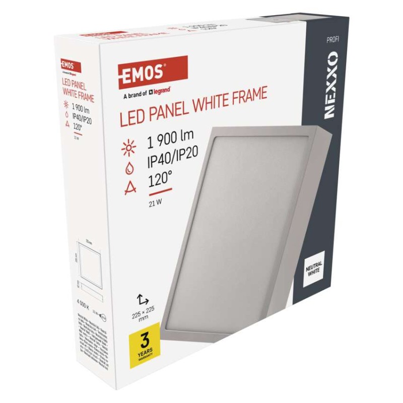 Panel LED natynkowy NEXXO, kwadrat, biały, 21 W,neutralna biel