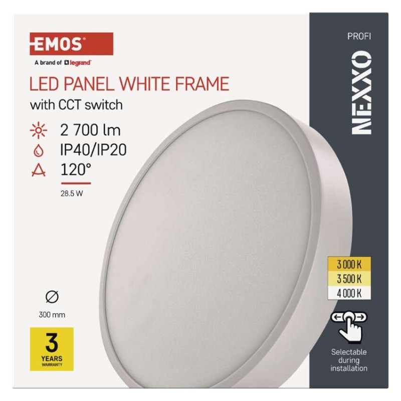 LED lampa NEXXO, balta, 30 cm, 28,5 W, silti/neitrāli balta