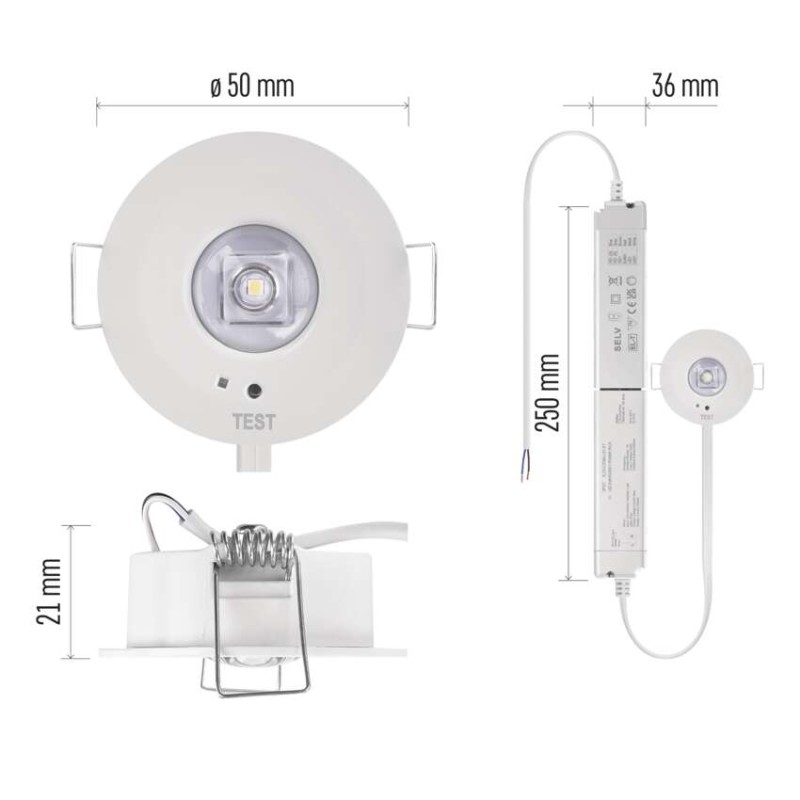 LED-avariivalgusti ORSU 1W, 130lm, 3 h