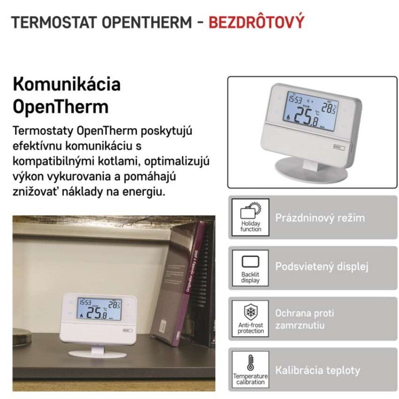 Izbový programovateľný bezdrôtový OpenTherm termostat P5616OT