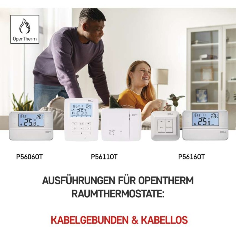 OpenTherm Raumthermostat P5616OT, programmierbar, kabellos