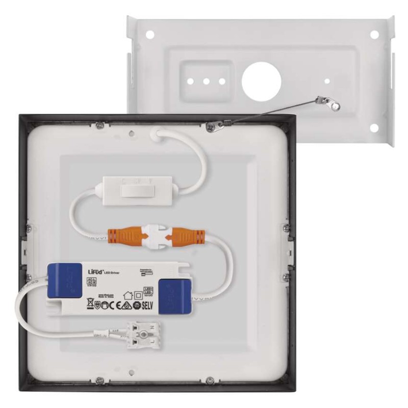 LED panel NEXXO,nadometni,  kvadratni, črn, 12,5W, nastavljiva CCT