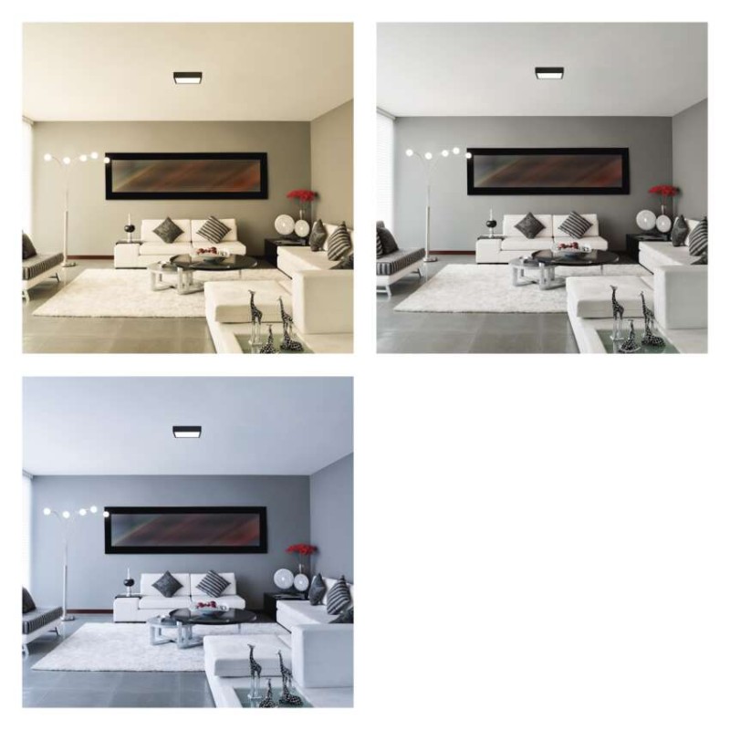 LED felületi lámpatest NEXXO, négyzet, fekete, 21W, CCT