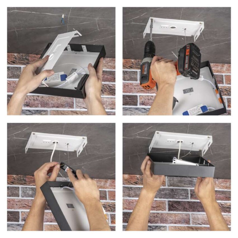 LED svítidlo NEXXO černé, 30 x 30 cm, 28,5 W, teplá/neutrální bílá