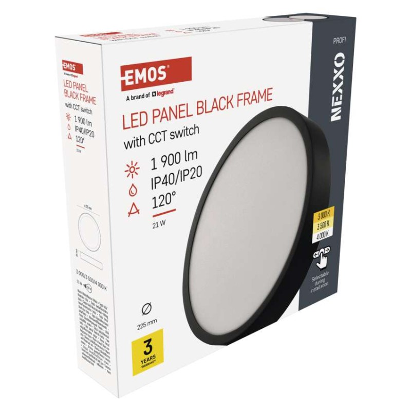 LED lampa NEXXO, melna, 22,5 cm, 21 W, silti/neitrāli balta