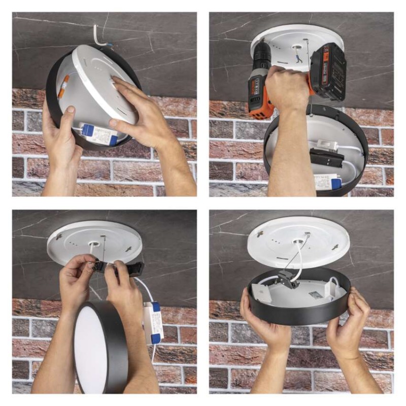 LED lampa NEXXO, melna, 22,5 cm, 21 W, silti/neitrāli balta