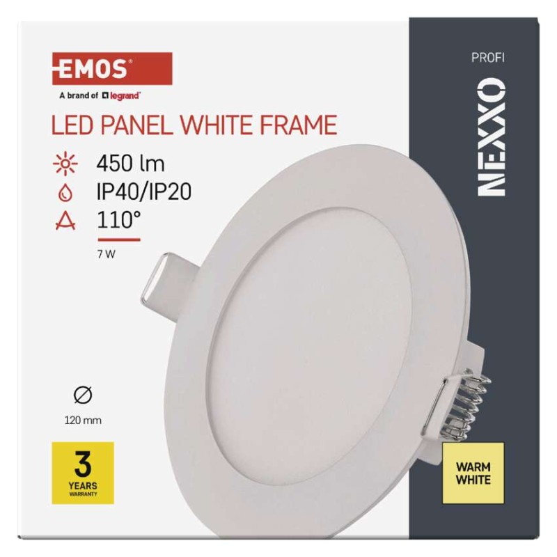 LED süllyesztett lámpatest NEXXO, kerek, fehér, 7W, meleg fehér