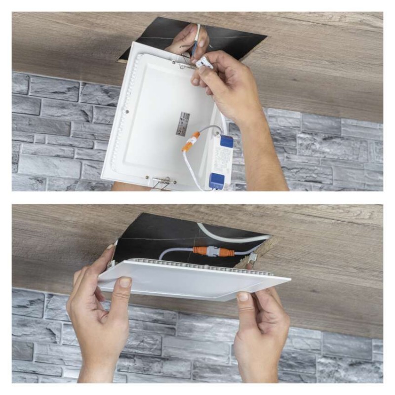 Panel LED wpuszczany NEXXO, kwadrat, biały, 18W, neutralna biel