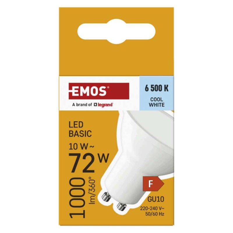 LED žárovka Basic MR16 bílá / GU10 / 10 W (72 W) / 1000 lm / Studená bílá