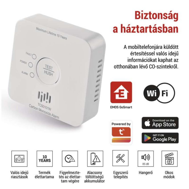 GoSmart EMOS Szén-monoxid érzékelő TCS0101W wifivel