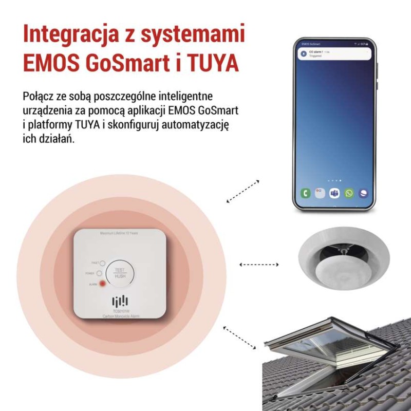 GoSmart detektor tlenku węgla TCS0101W z WiFi