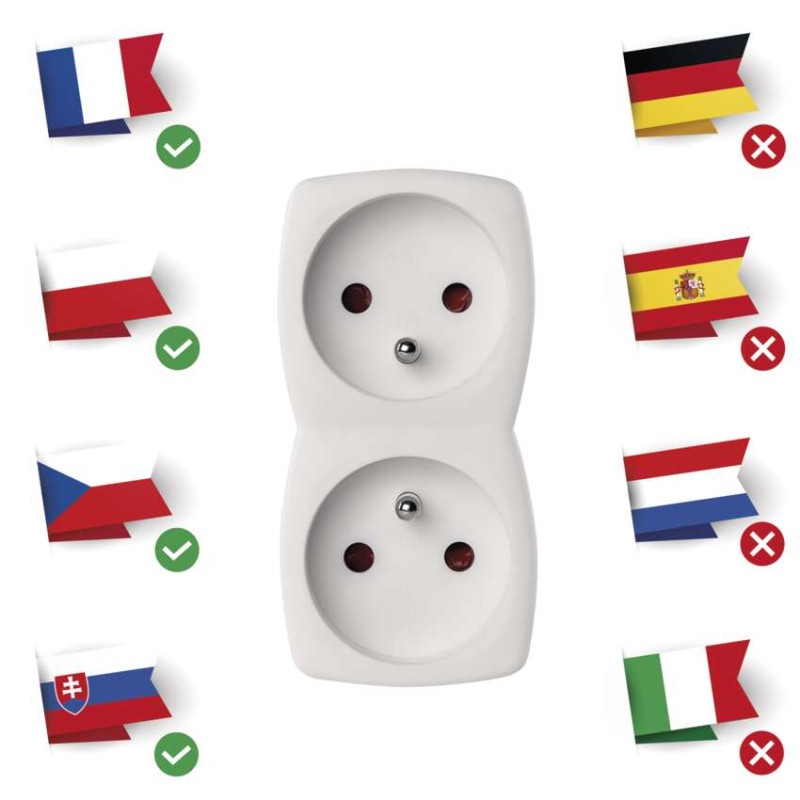 Rozbočovací zásuvka 2×, bílá