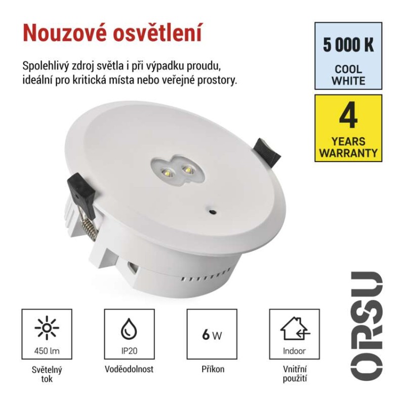 Nouzové svítidlo ORSU 6W 450lm 3h MT