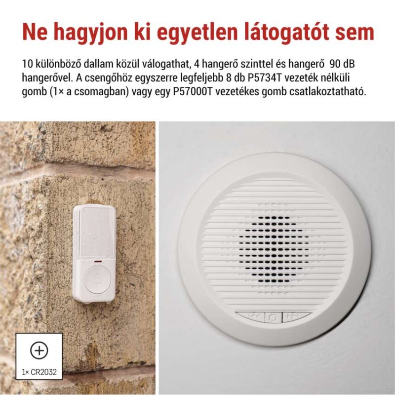 Vezetékes/Vezeték nélküli csengő P57103, beépített