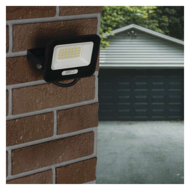 LED reflektor GLARO 20W, fekete, IP65, 2000 lm, természetes fehér