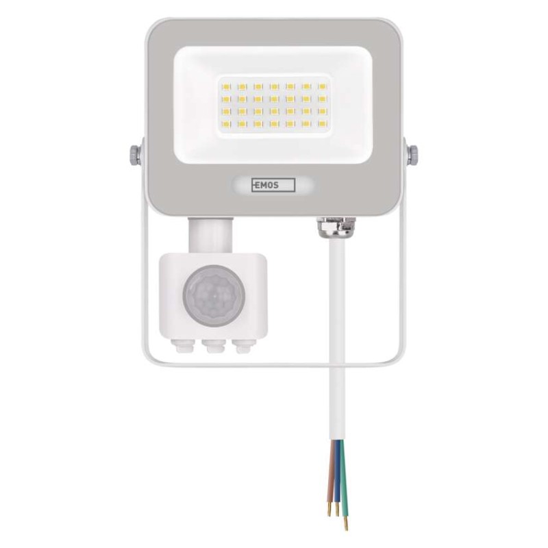 LED reflektor GLARO s pohybovým čidlom, 20 W, biely, IP54, 2000 lm, neutrálna biela