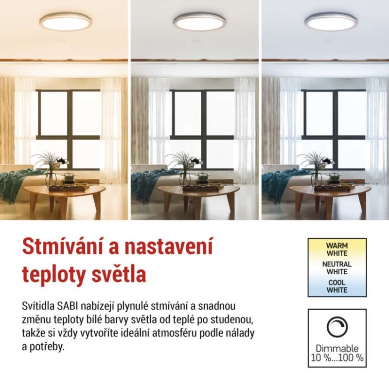LED přisazené svítidlo SABI, kruhové 45W, stmív. se změnou CCT