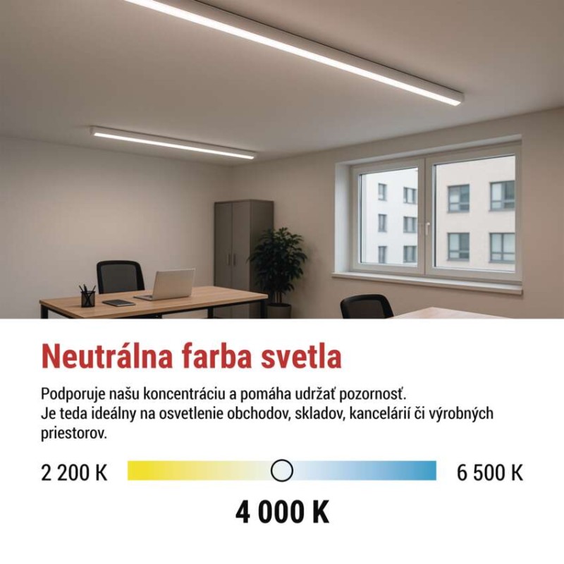 LED lineárne svietidlo PANO 50W, neutrálna biela