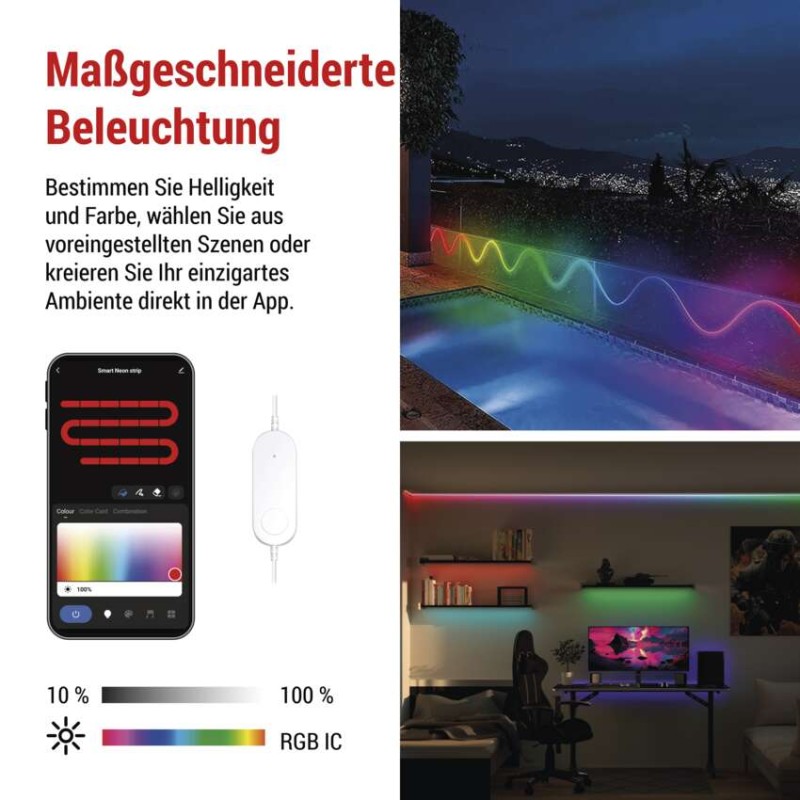 GoSmart Flexible LED-Leiste NEON weiß, 5 m, 33 W, RGBIC dimmbar, WiFi