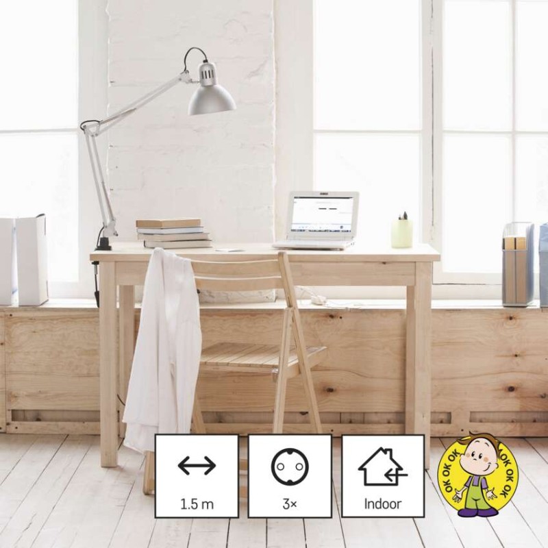 Ilgintuvas 1,5 m / 3 lizdai / baltas / PVC / 1,5 mm2 