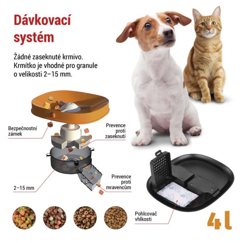 Dávkovač krmiva Pet Care, 4 l, černý