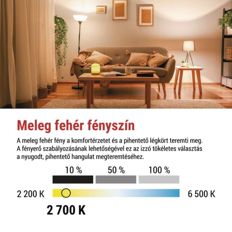 LED izzó Classic A60 / E27 / 10,5 W (75 W) / 1 060 lm / meleg fehér /fokozatos fényerősz.