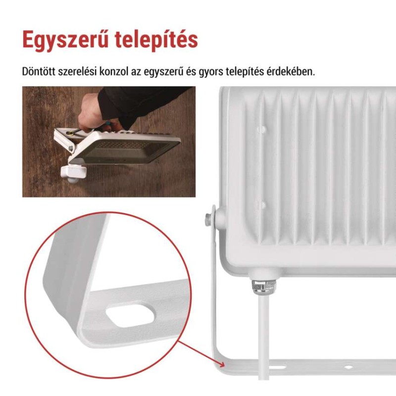 LED reflektor GLARO PIR 50 W, fehér, IP54, 5000 lm, természetes fehér