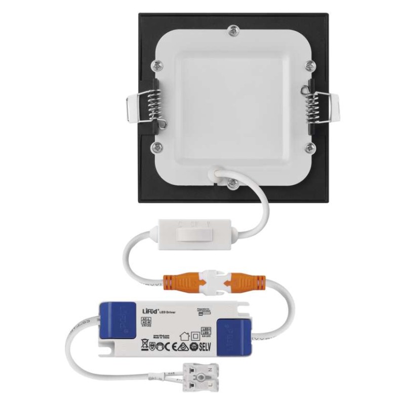 LED podhledové svítidlo NEXXO černé, 12 x 12 cm, 7 W, teplá/neutrální bílá